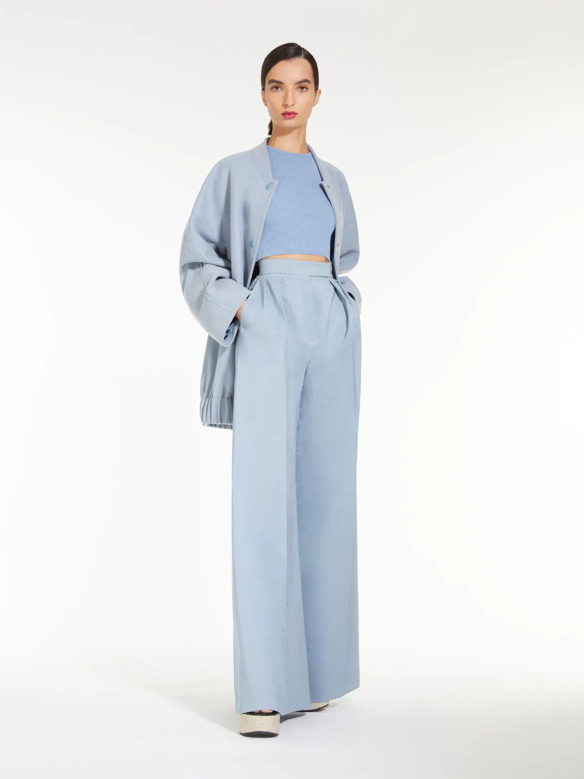 Wool and cashmere oversized bomber jacket