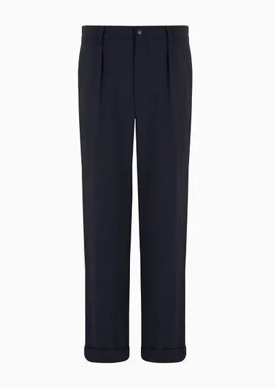 Single-pleat, pure wool-crêpe trousers