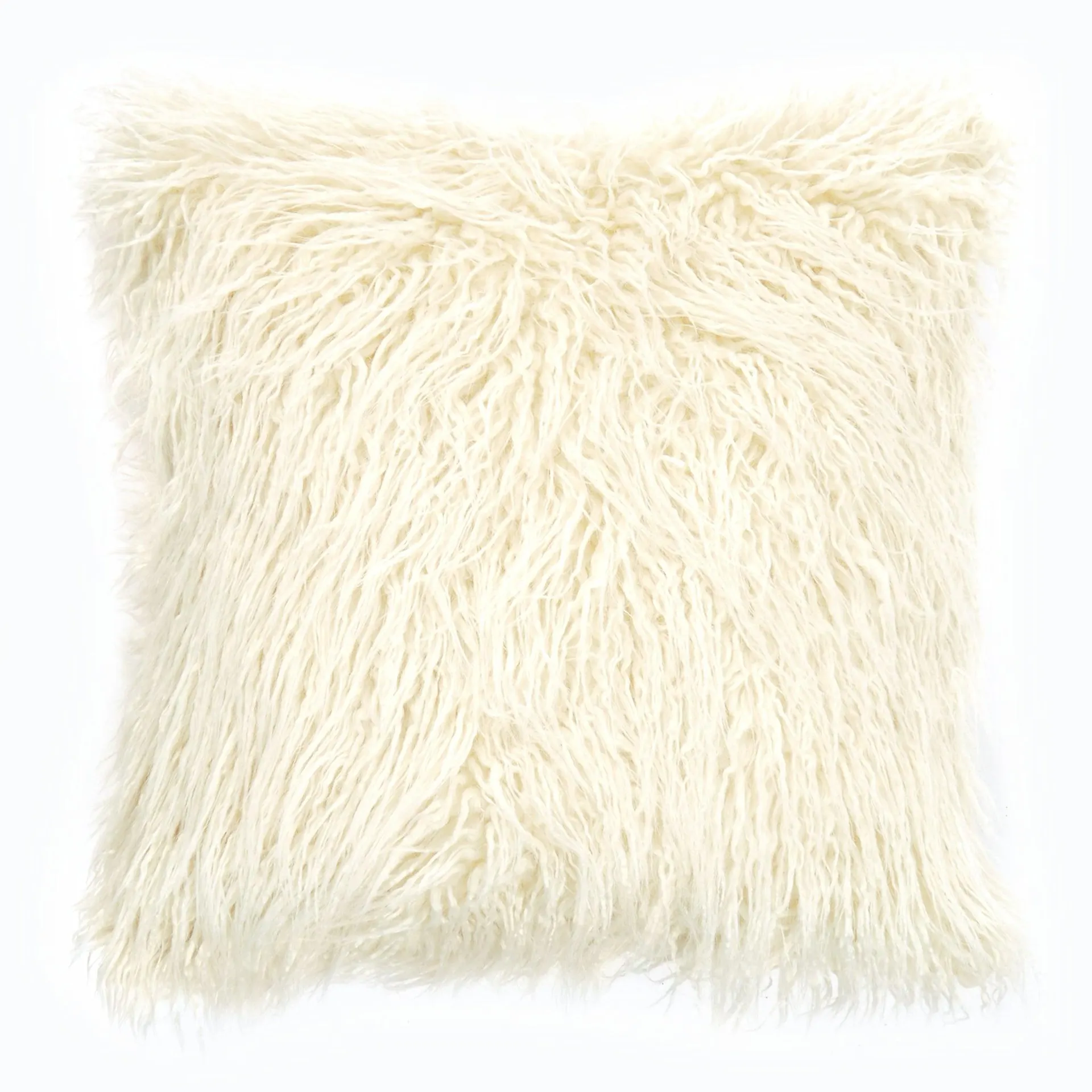 Faux Mongolian Cushion 50cm Cream