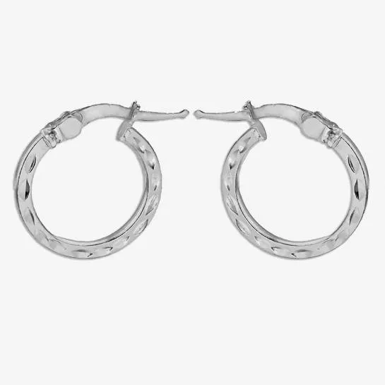 Sterling Silver 10mm Diamond Cut Hoop Earrings 8.51.1649