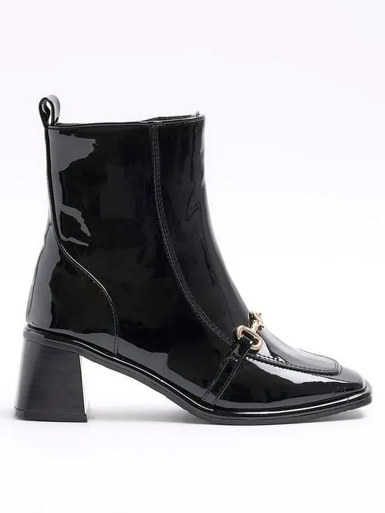 Loafer Block Heeled Boot - Black