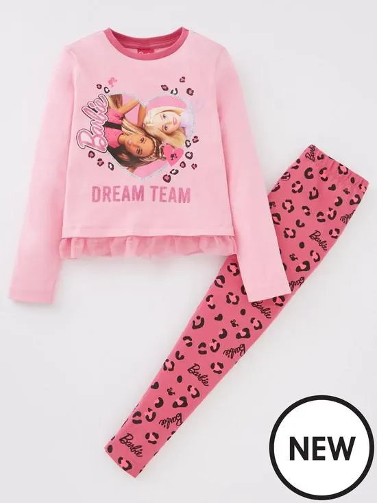 Frill Hem Animal Print Pyjamas - Pink