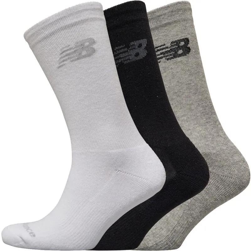 New Balance Three Pack Cushioned Crew Socks Black/​Grey/​White