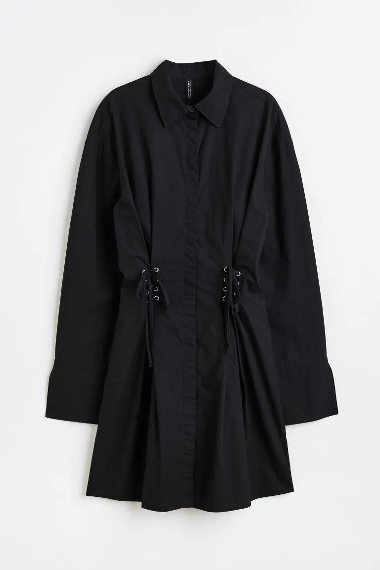 Lacing-detail shirt dress