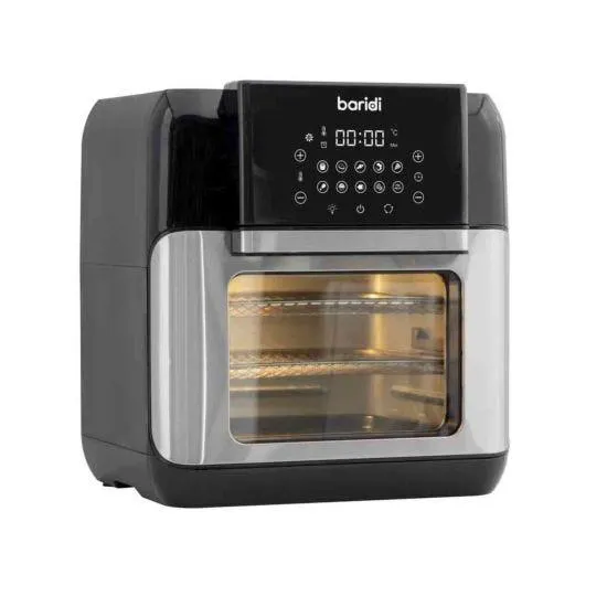 Baridi Air Fryer And Rotisserie, 10 Preset Programs, 1500W, 12L, Black & Silver