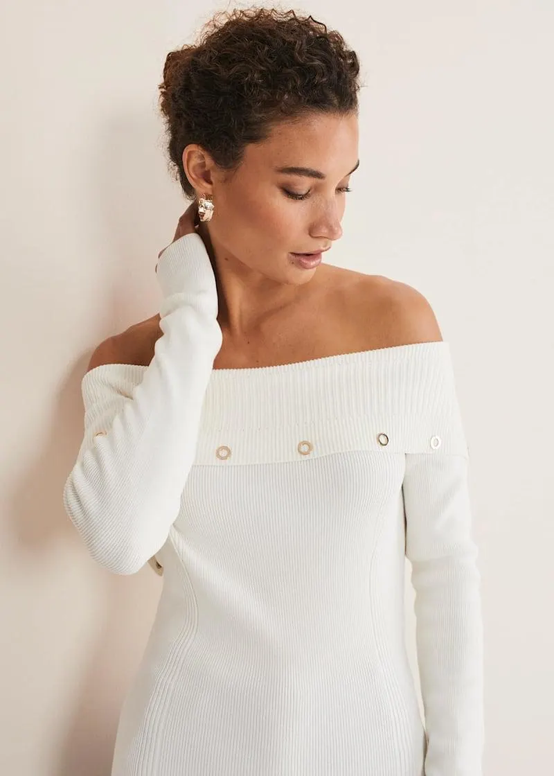 Mirelle Bardot Embellished Knit