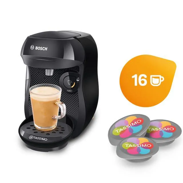 Happy Black Coffee Machine Includes Coffee Capsules