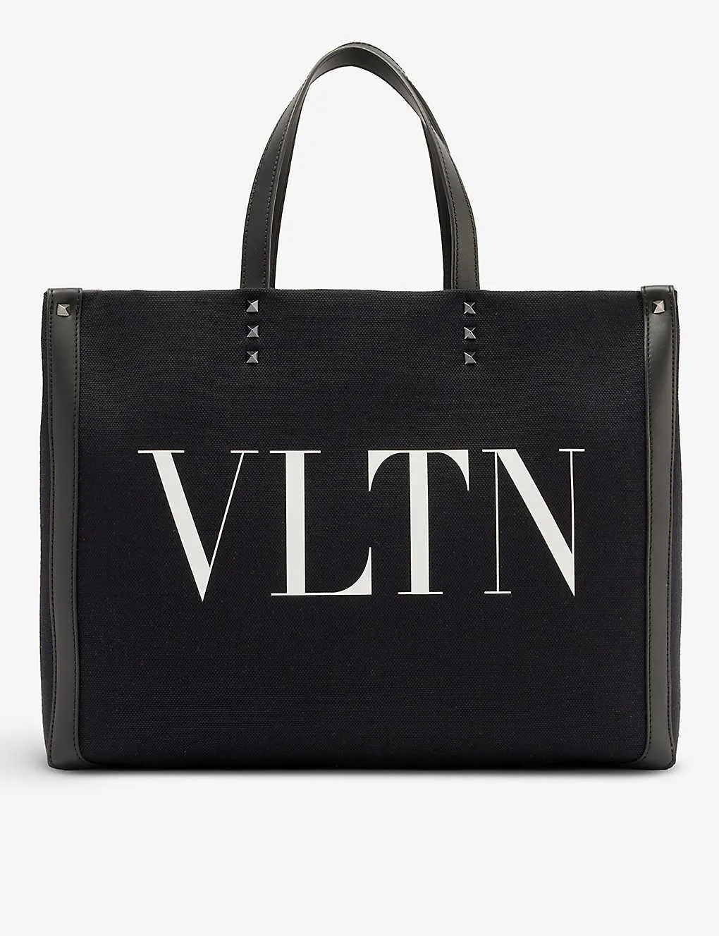 Brand-print cotton and linen-blend tote bag