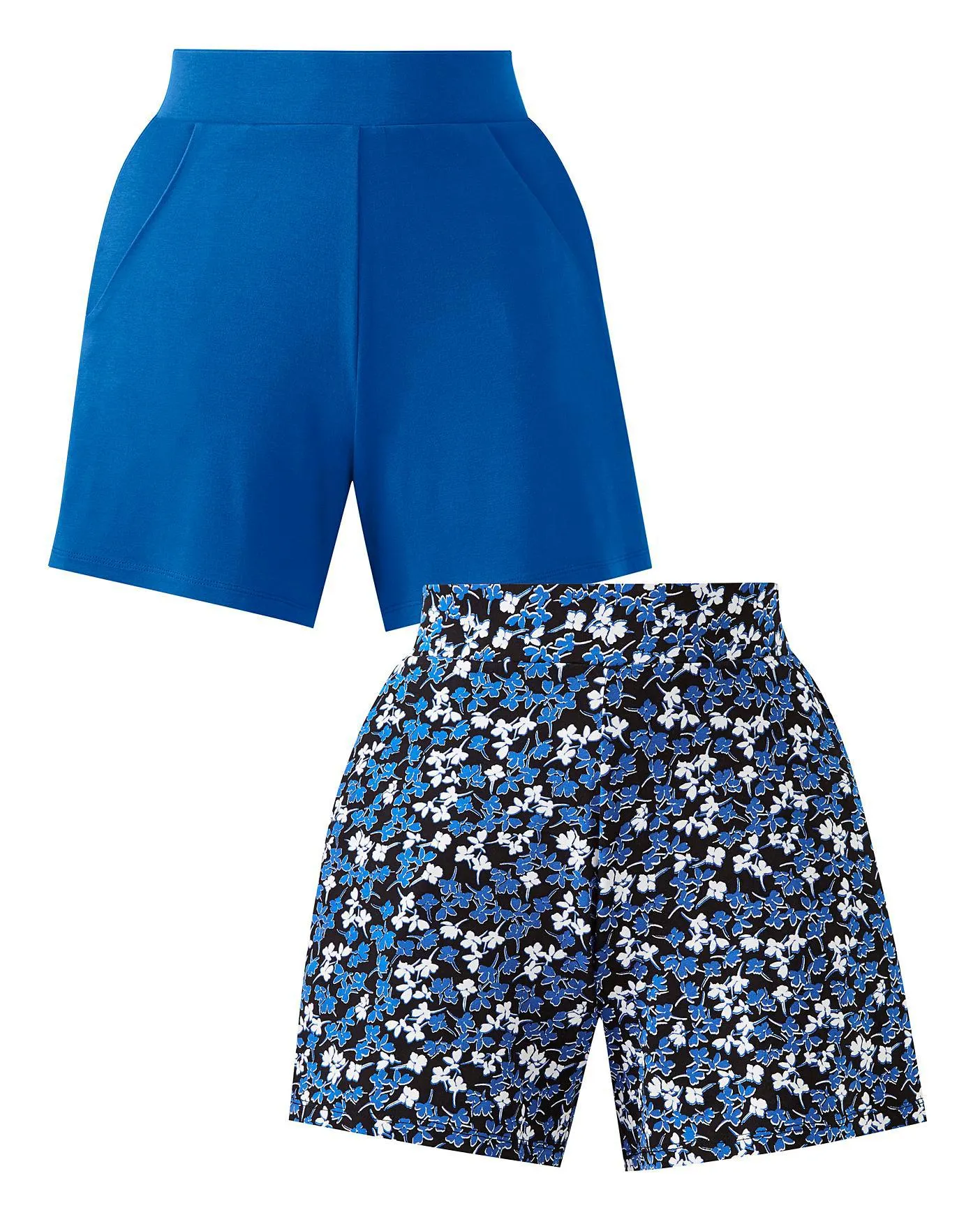 Pack of 2 Print & Plain Jersey Shorts