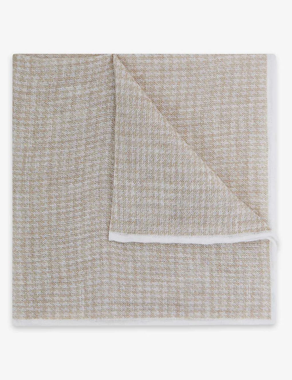 Ferom checked linen pocket square