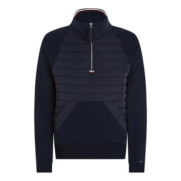 Mens Blue Mix Media 1/2 Zip