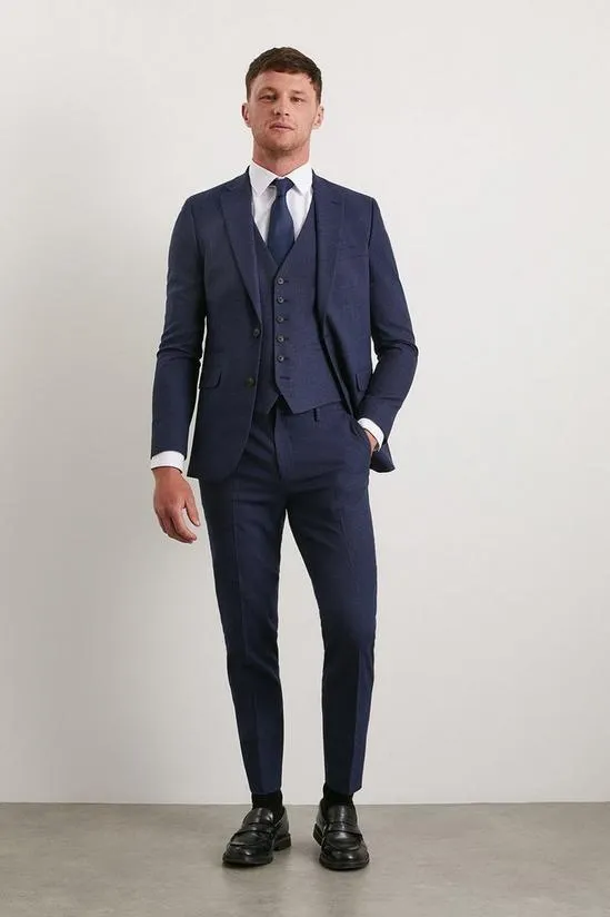 Skinny Fit Navy Marl Suit Trousers