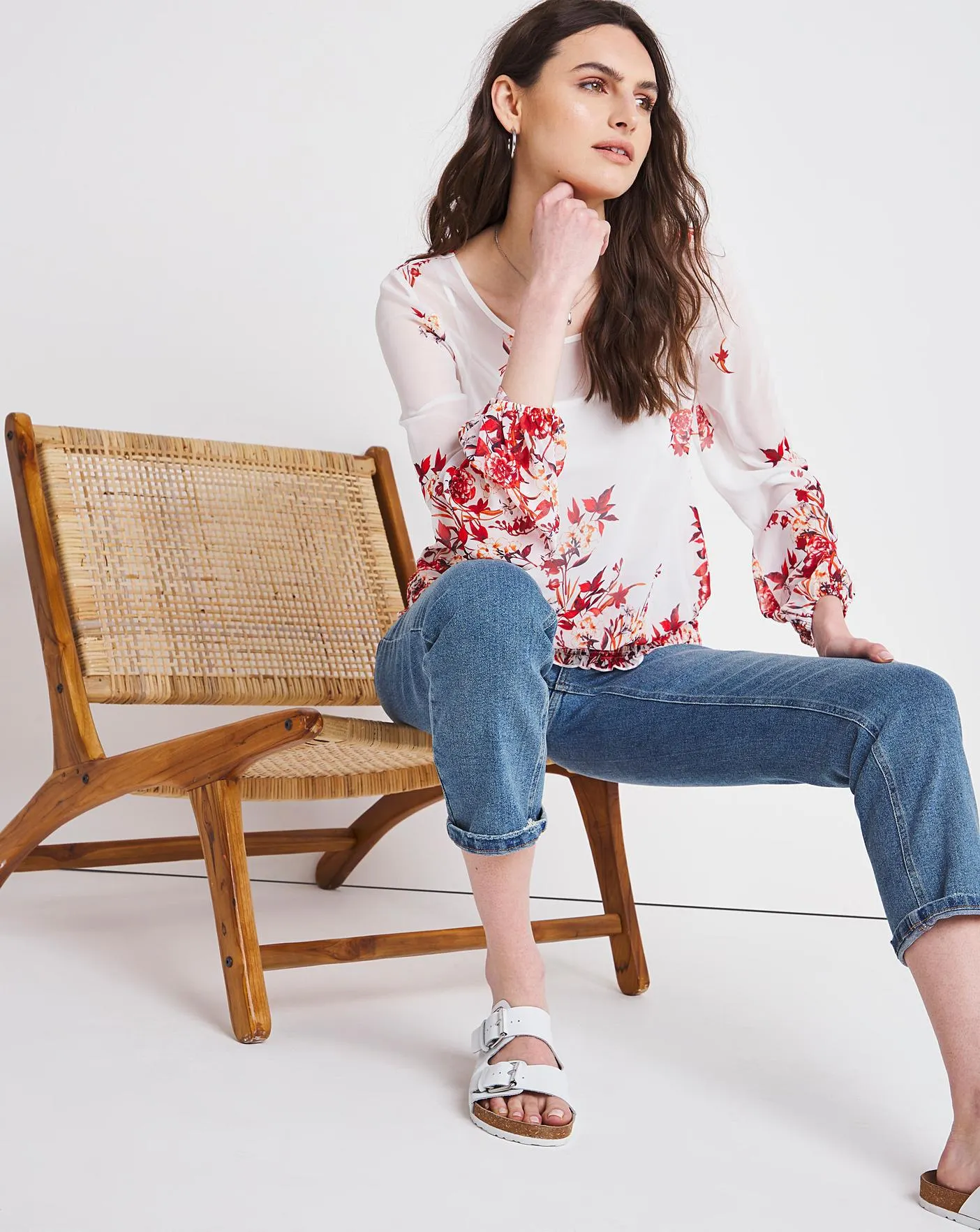 Julipa Sheer Printed Blouse with Cami