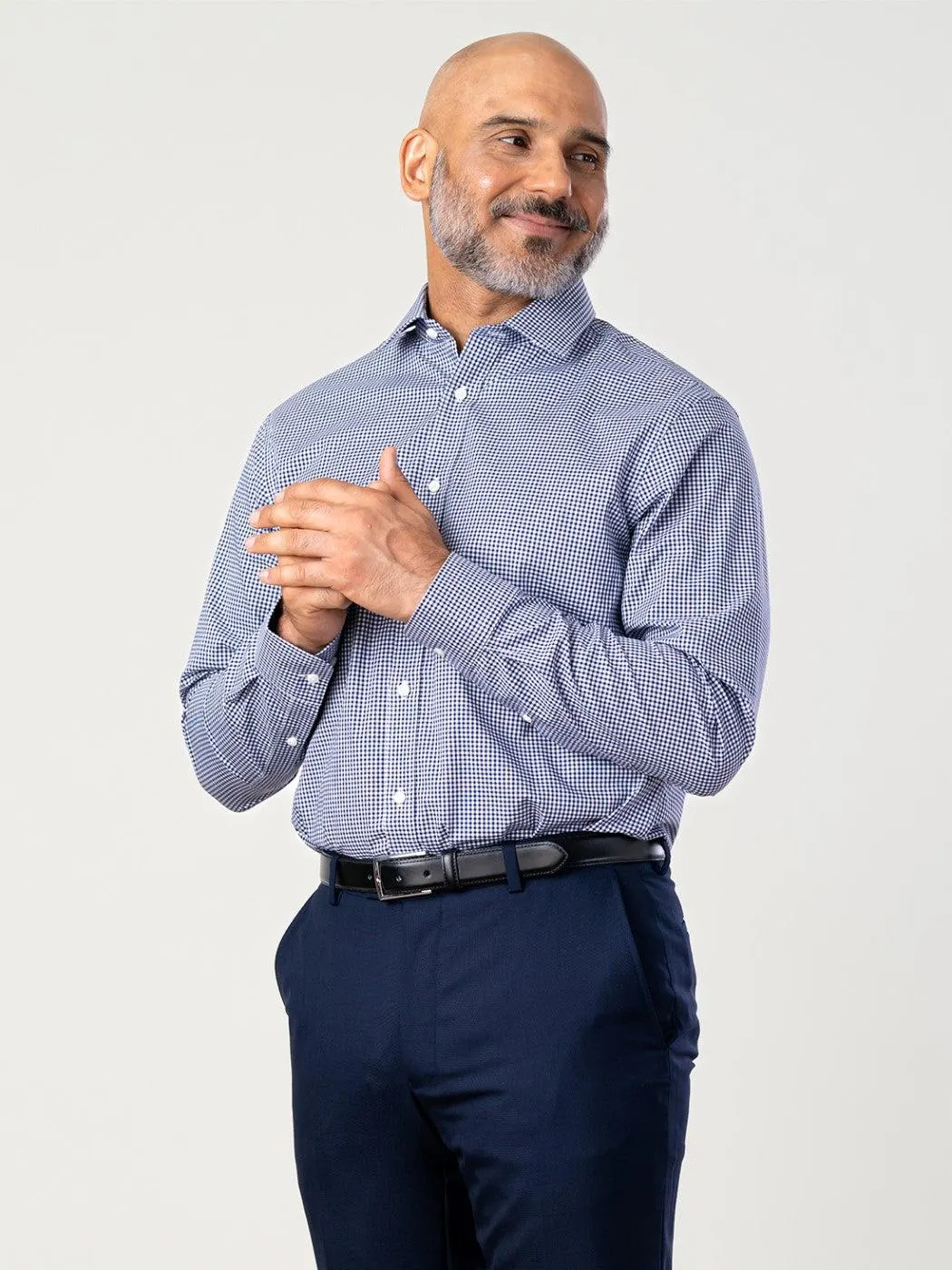 Max Performance Regular Fit Navy Gingham Shirt