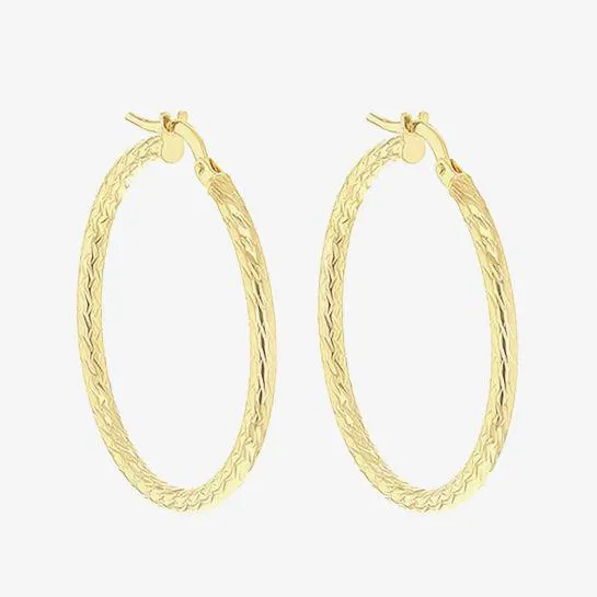 9ct Yellow Gold 30mm Diamond Cut Creole Earrings 1.53.4819