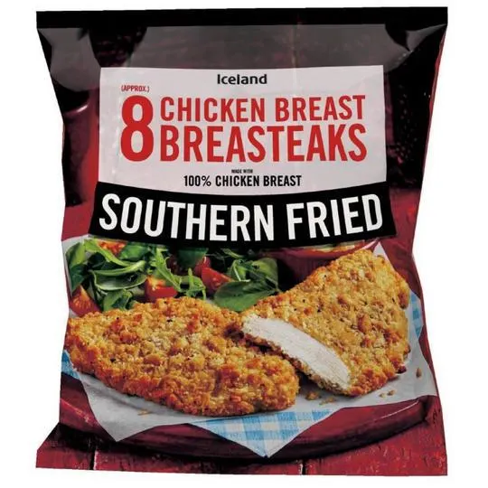 Iceland 8 (approx.) Southern Fried Chicken Breast Breasteaks 680g