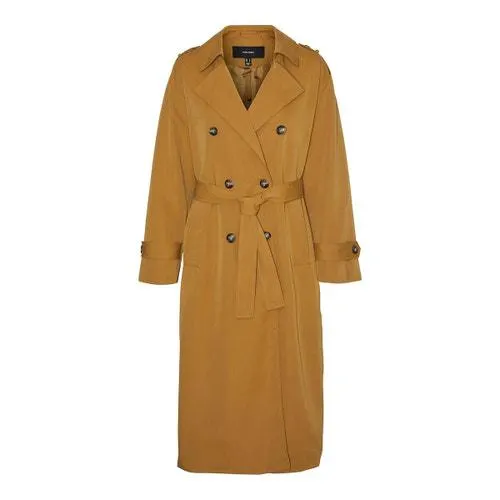 Long Trench Coat with Tie-Waist