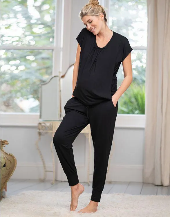 Ultra-Soft Black Maternity & Nursing Loungewear Set
