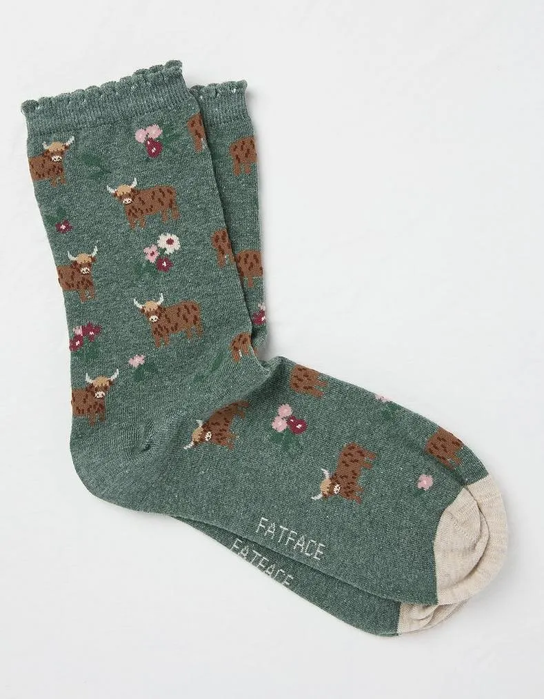 1 Pack Highland Cow Socks