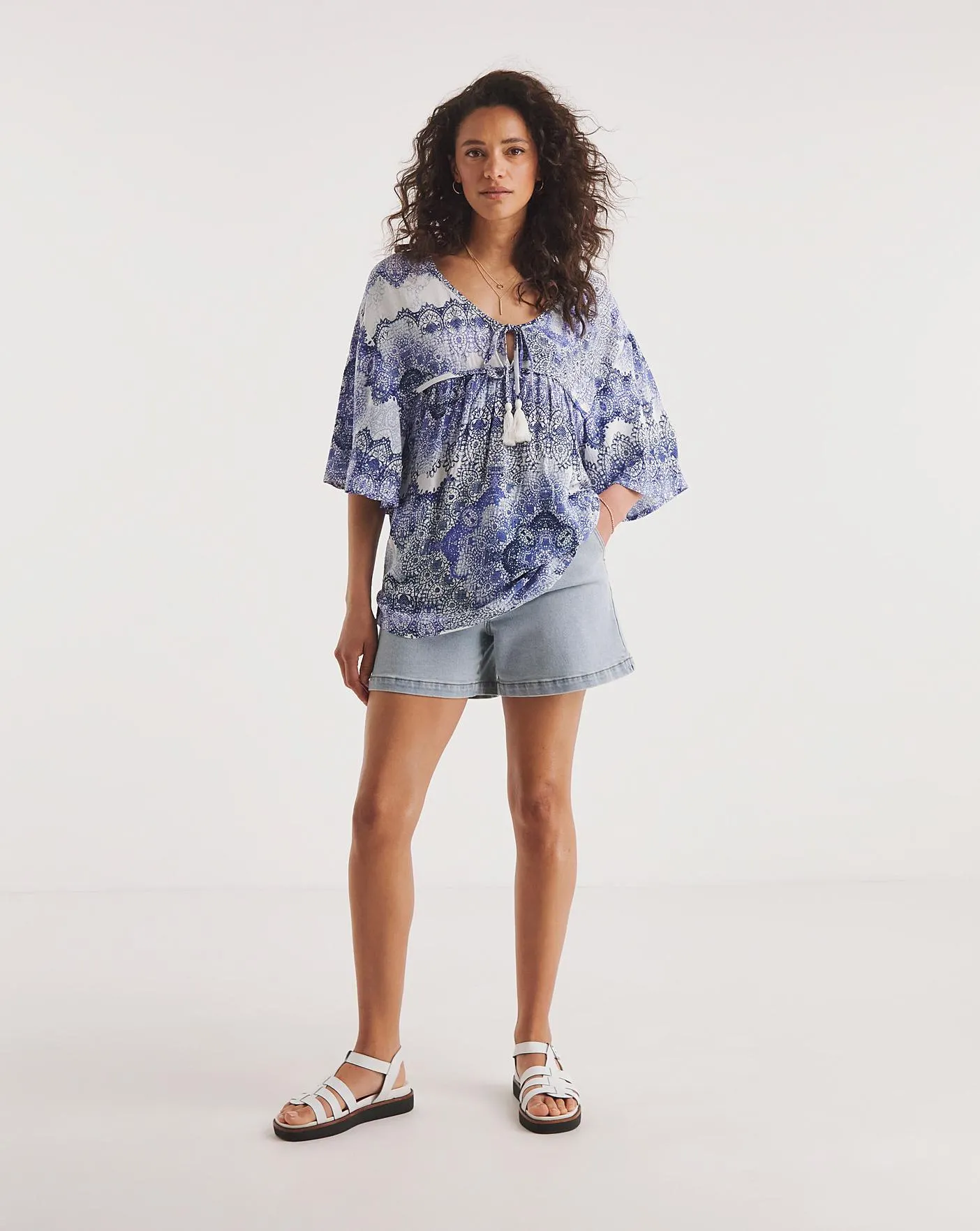 Joe Browns Ibiza Vibes Tassel Tie Boho Crinkle Top