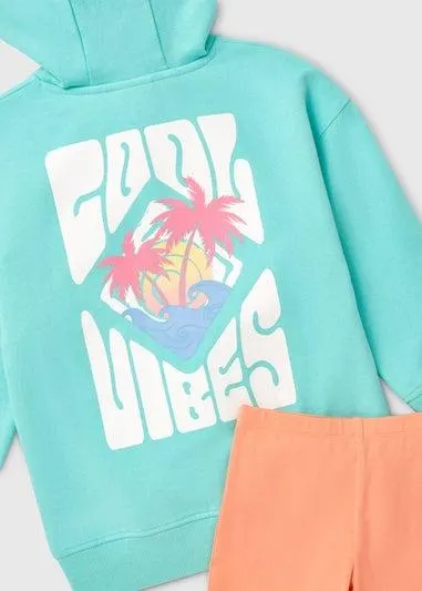 Girls Aqua Hoodie & Cycling Shorts Set (7-13yrs) - Age 7 Years