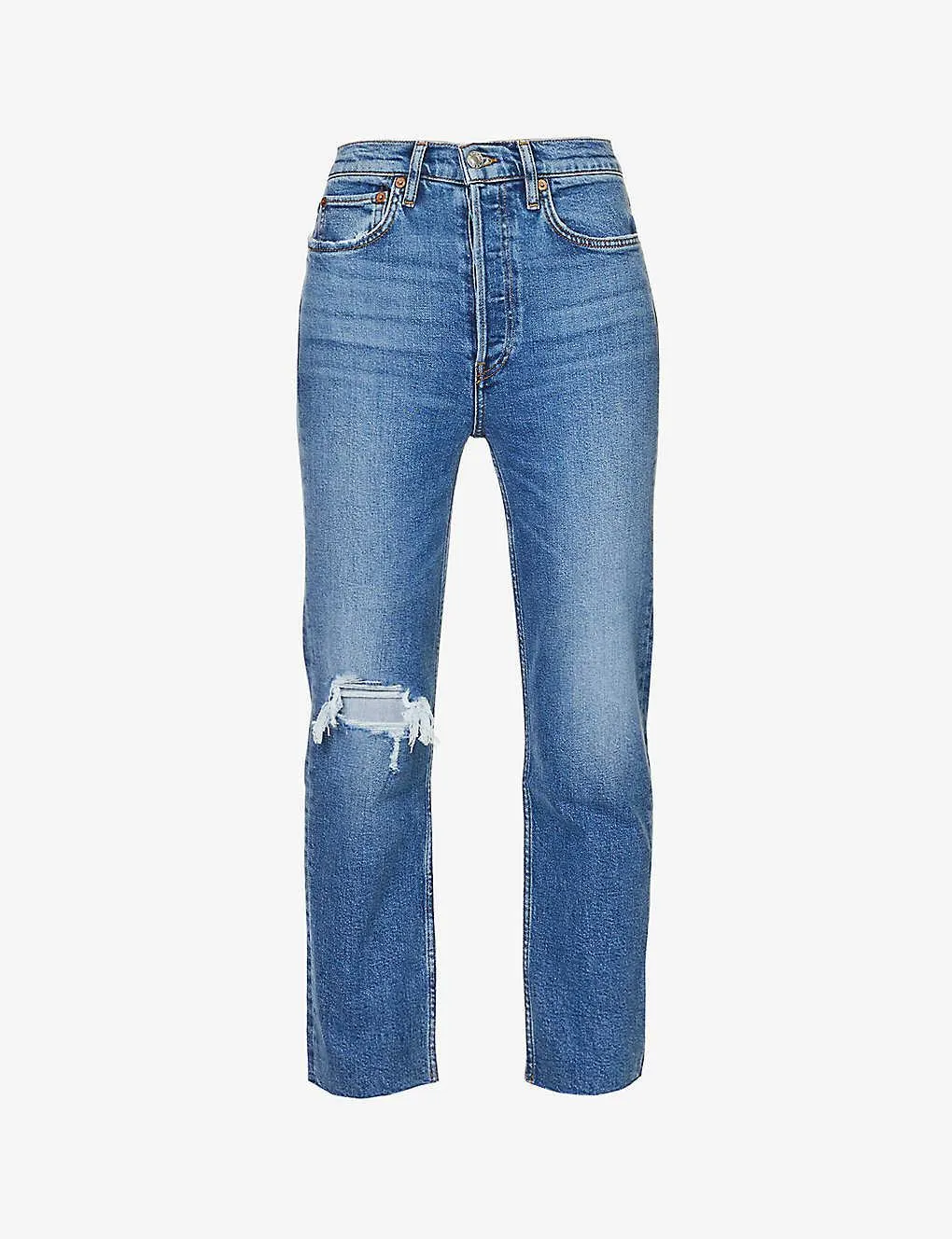 Stove Pipe straight-leg high-rise stretch-denim jeans