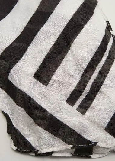 Monochrome Stripe Woven Scarf - One Size