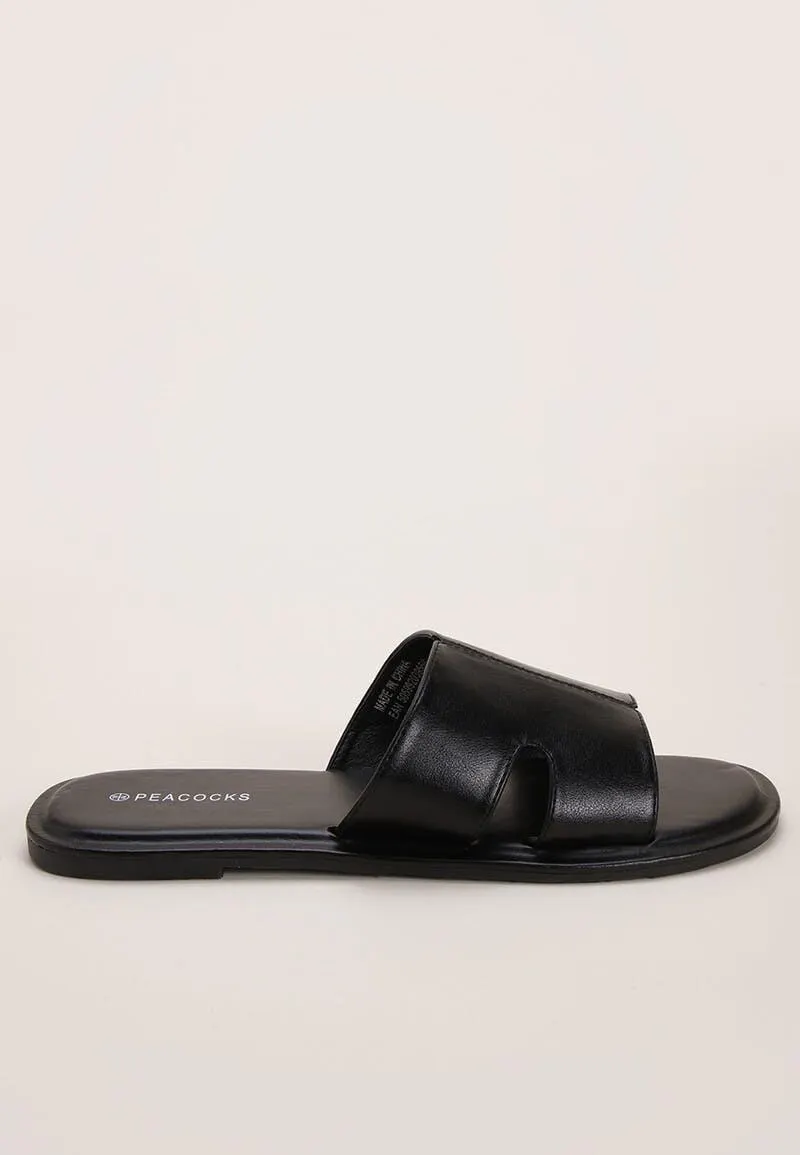 Mens Black Slip On Sandal