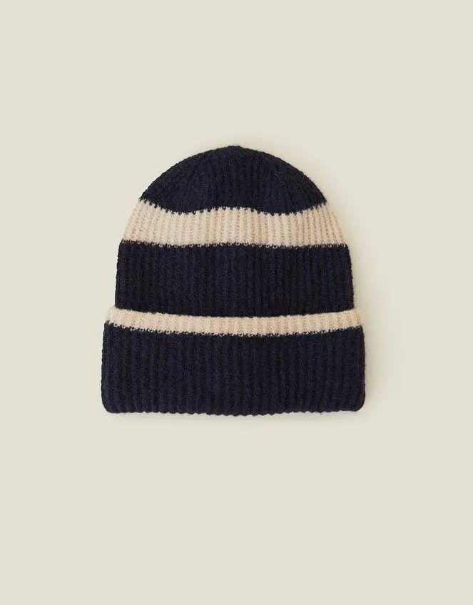 Lucy Stripe Beanie in Wool Blend