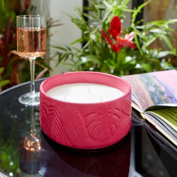 Amazonia Embossed Pattern Citronella and Eucalyptus Oil Muti Wick Candle