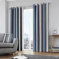 Whitworth Stripe Pair of Lined Eyelet Curtains