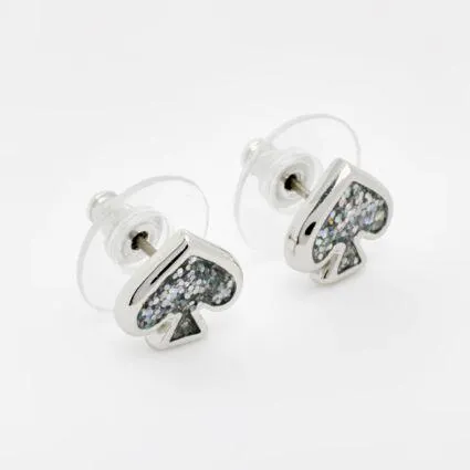 Silver Tone Glitter Stud Earrings