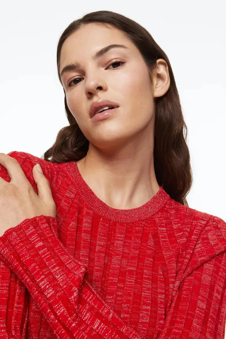 Glittery rib-knit dress