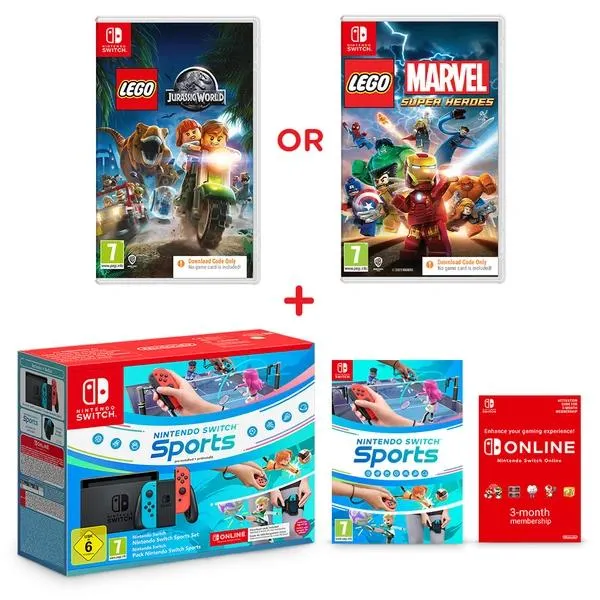 Nintendo Switch Neon Console, Switch Sports & Select LEGO CIB Game