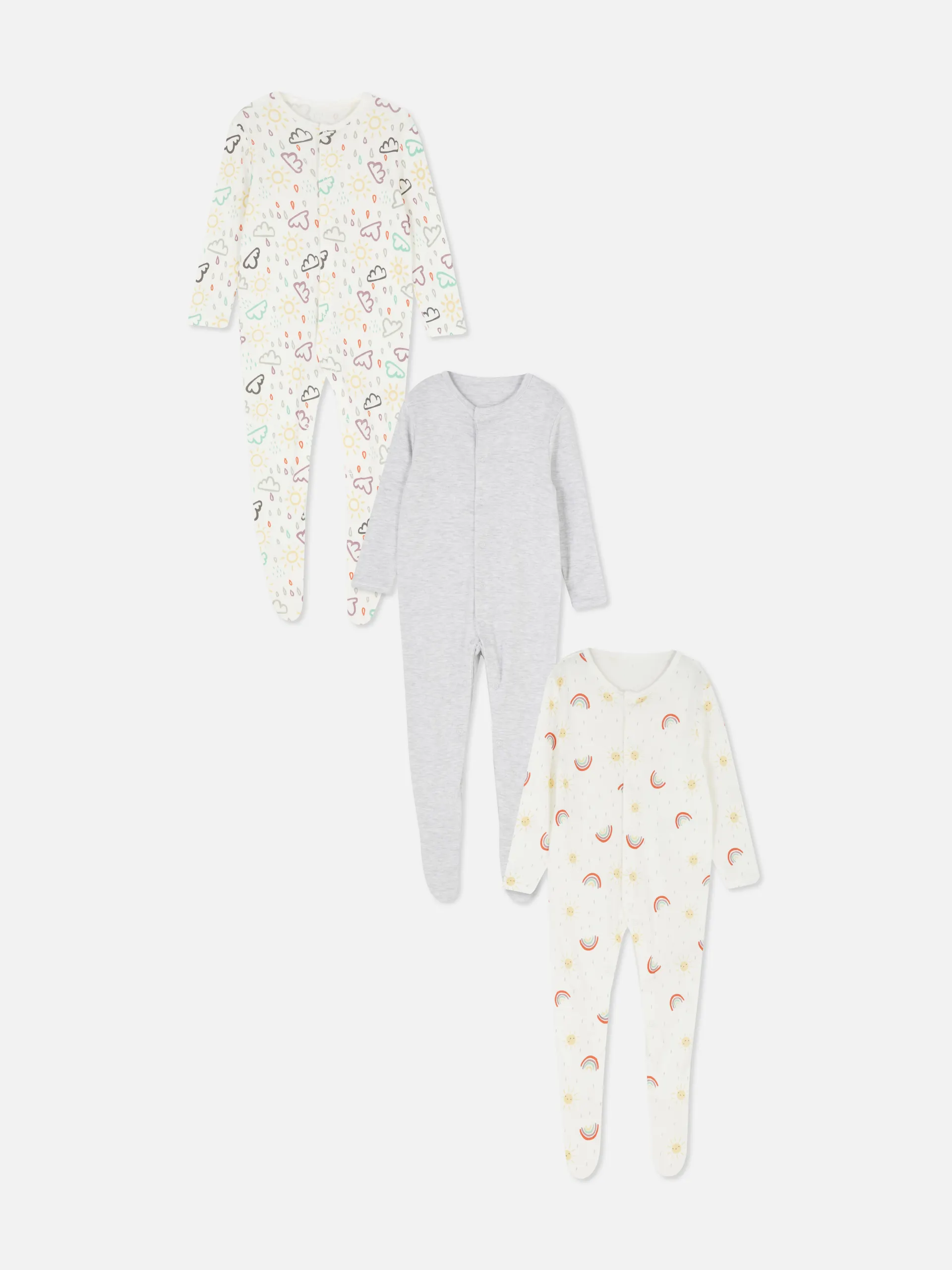 3pk Weather Print Sleepsuits