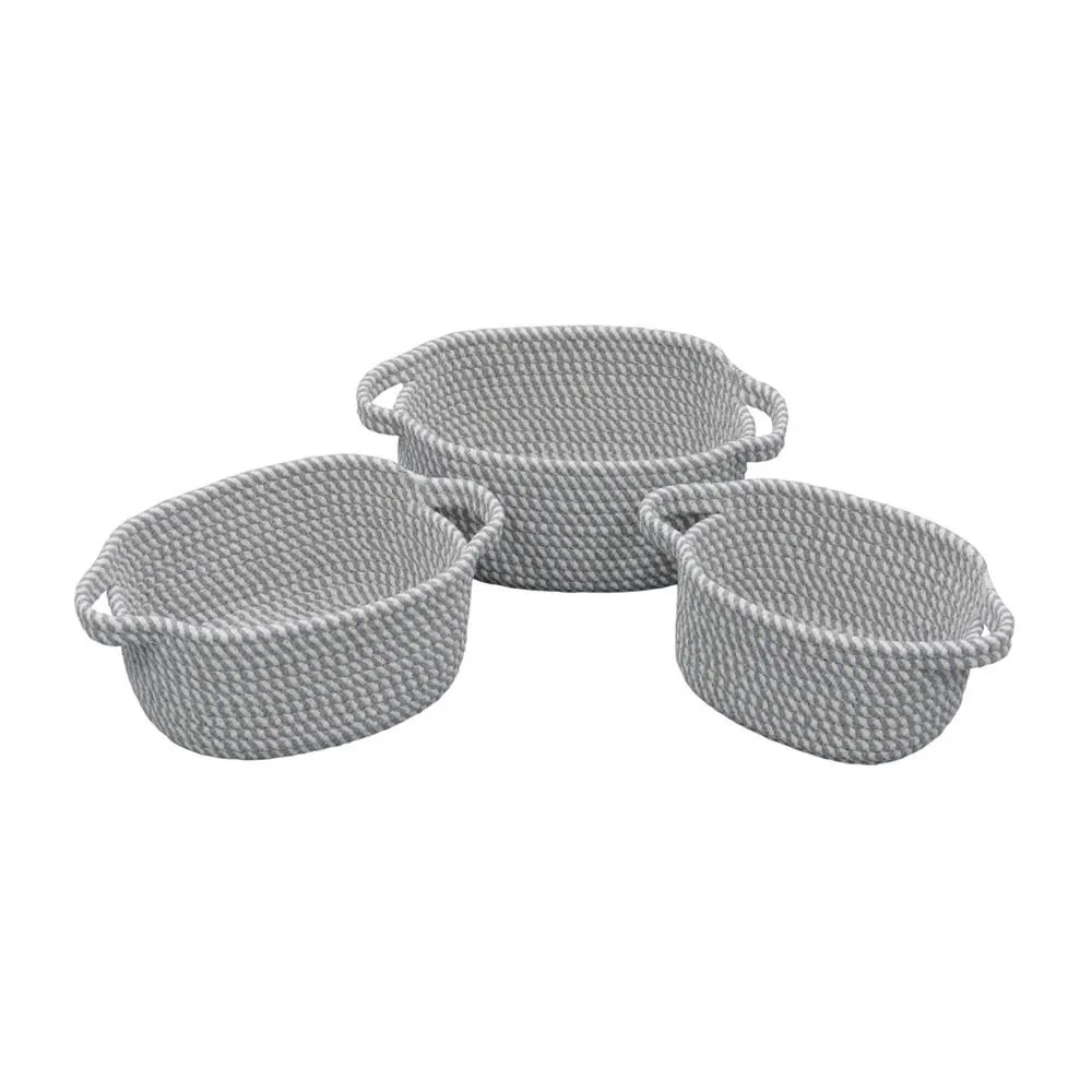 JVL Edison Set of 3 Oval Cotton Rope Storage Basket