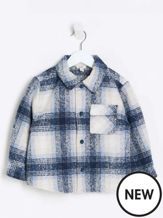River Island Mini Mini Boys Check Shacket - Blue