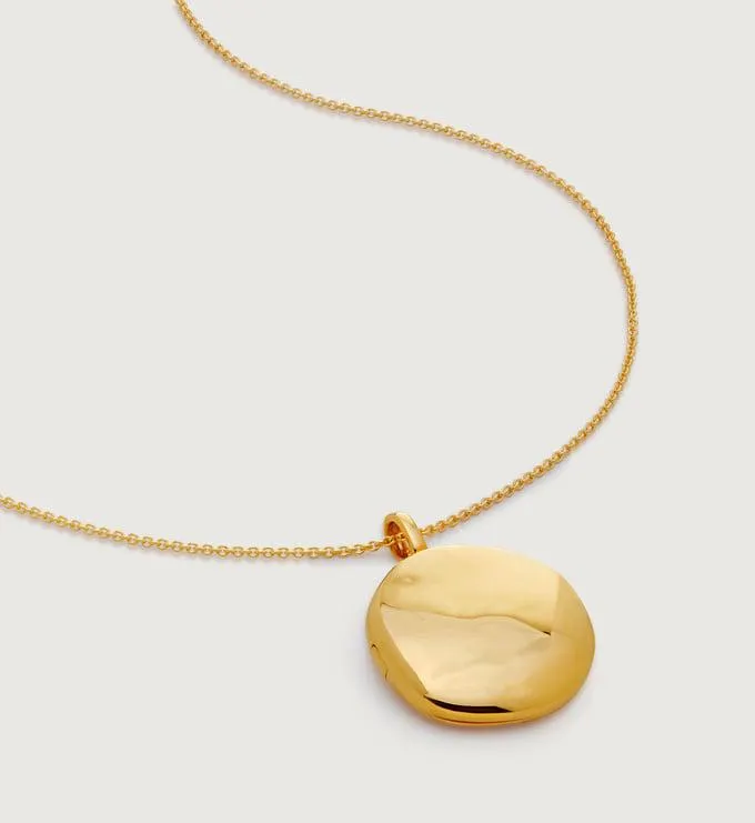 Deia Round Pebble Locket Fine Chain Necklace