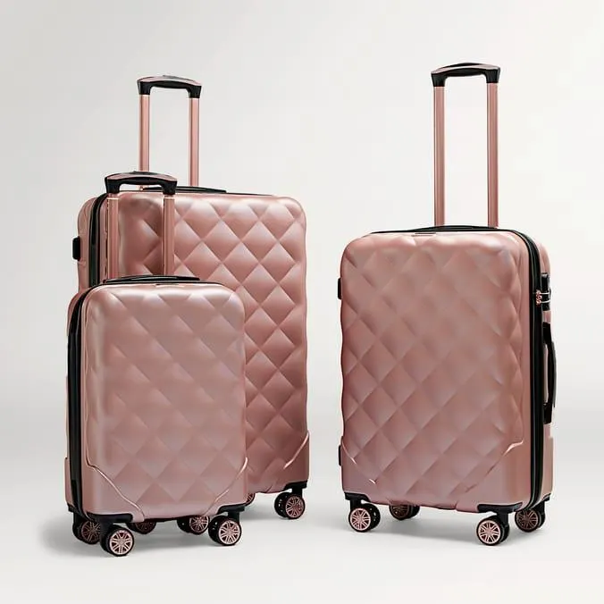 Salisbury Embossed Quilted Shell Suitcase - Pink