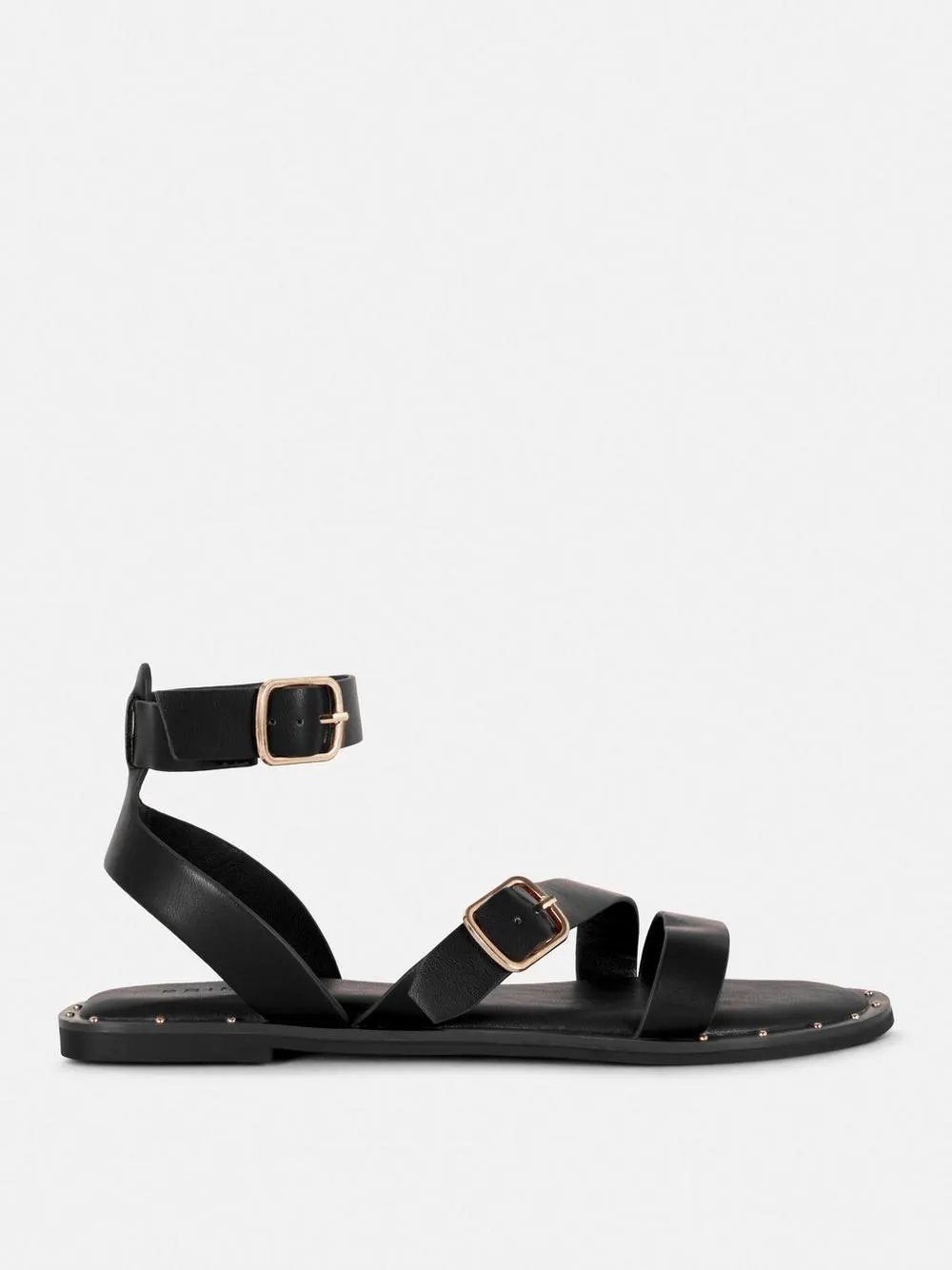 Faux Leather Asymmetric Stud Sandals