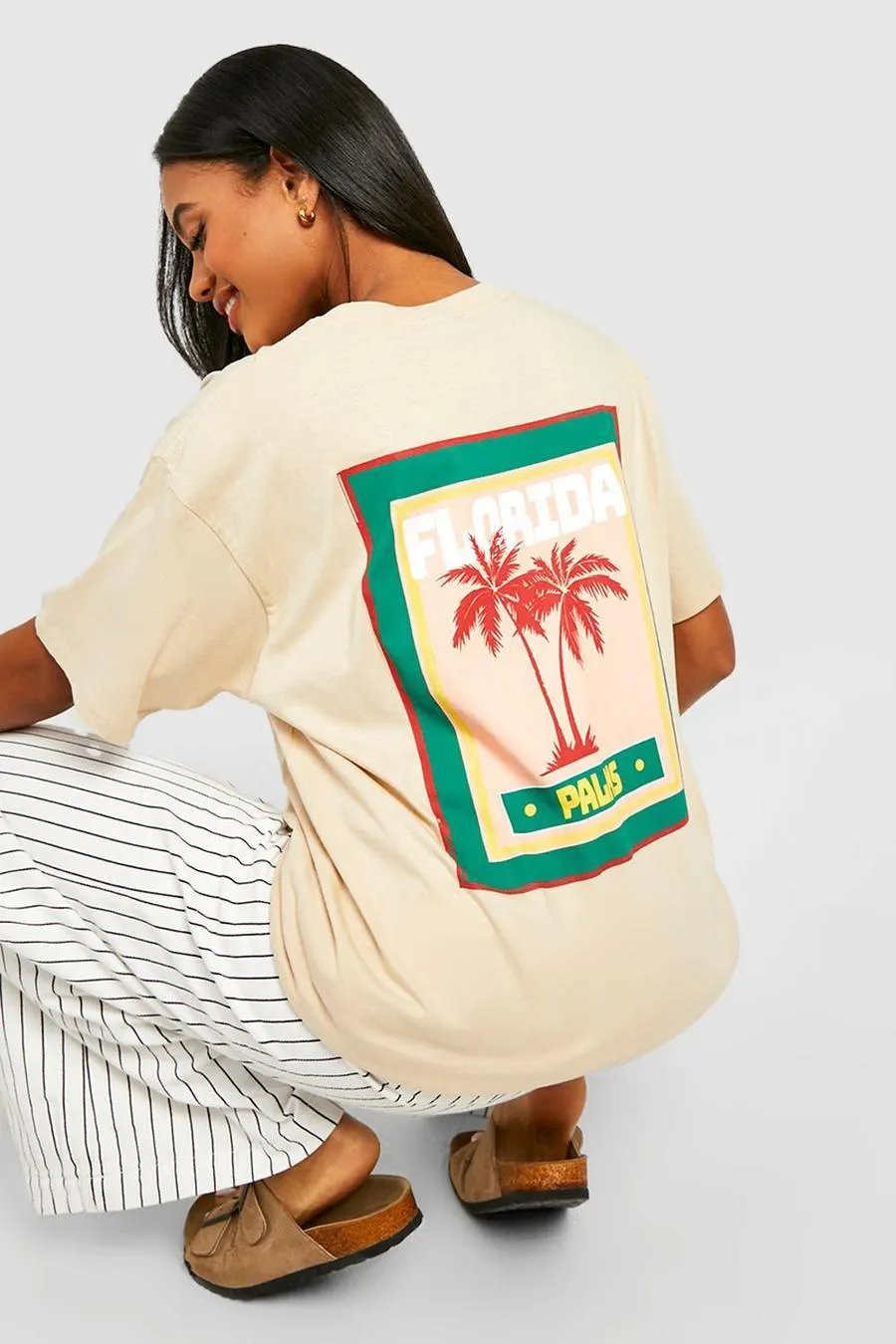 Florida Palm Back Printed Oversized T-shirt
