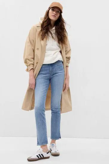 Mid Rise Split Hem Vintage Slim Jeans