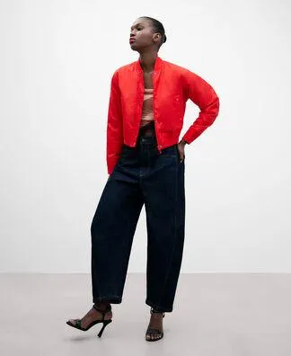Red short bomber jacket