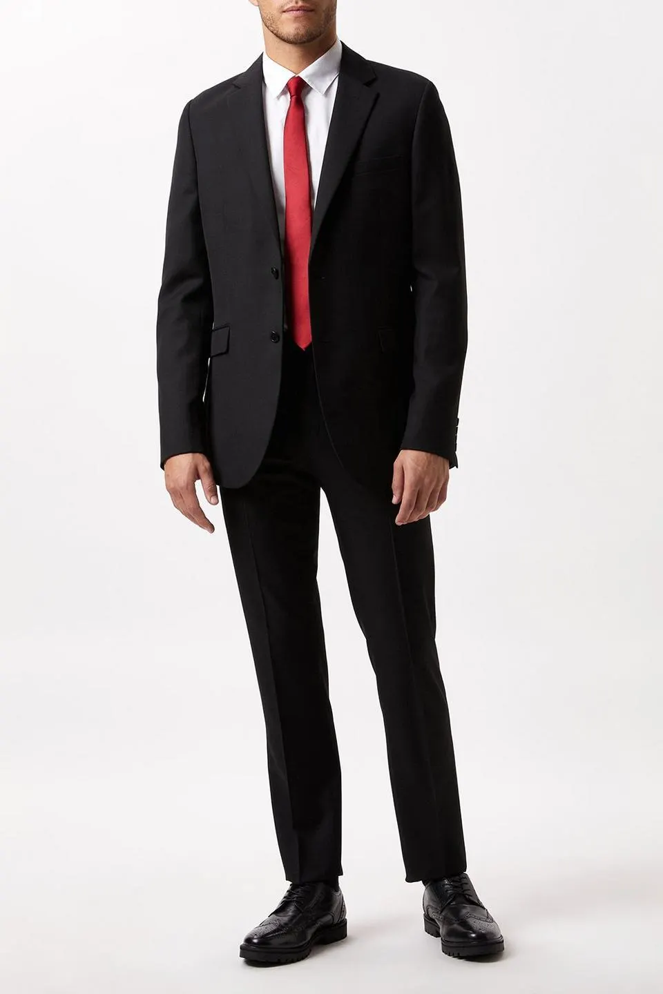Slim Fit Black Twill Suit Jacket