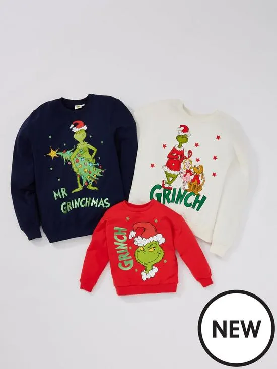 Kids Grinch Family Christmas Sweatshirt - Red