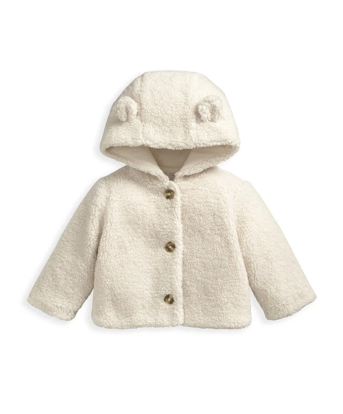 Cream Borg Hooded Jacket