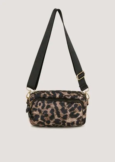 Animal Print Quilted Crossbody Bag - One Size
