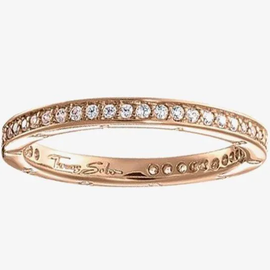 THOMAS SABO Rose Gold Plated Medium Clear Cubic Zirconia Narrow Eternity Ring TR1983-416-14