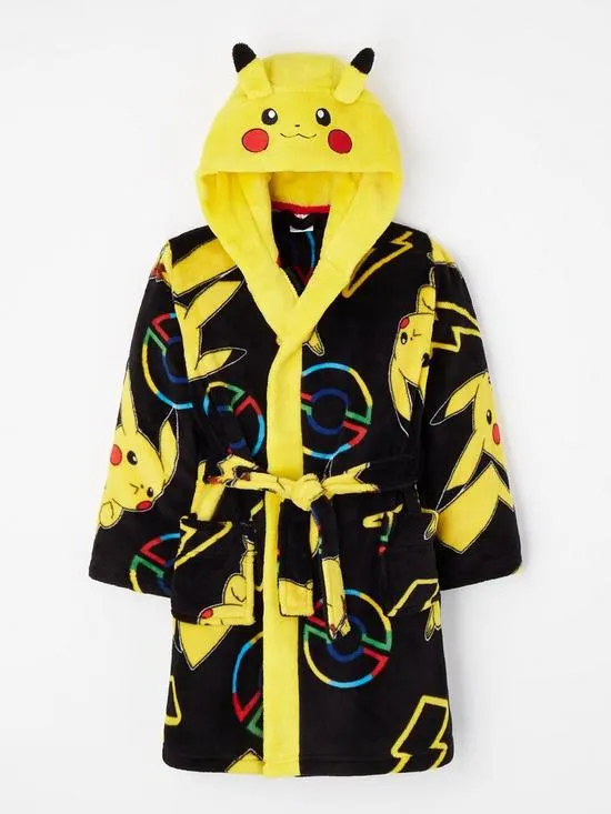 Pikachu Hood Detail Dressing Gown - Black