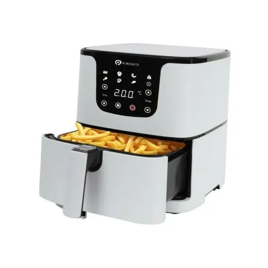 Puremate 5.5L Digital Air Fryer With Timer And Low Fat Oil Free - White